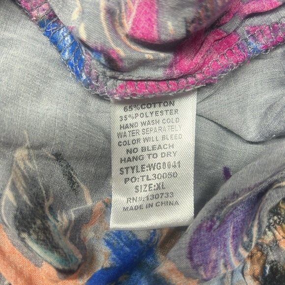 Umgee Women’s Purple Abstract Floral Faux Wrap Elastic Waist Romper XL - Picture 7 of 7